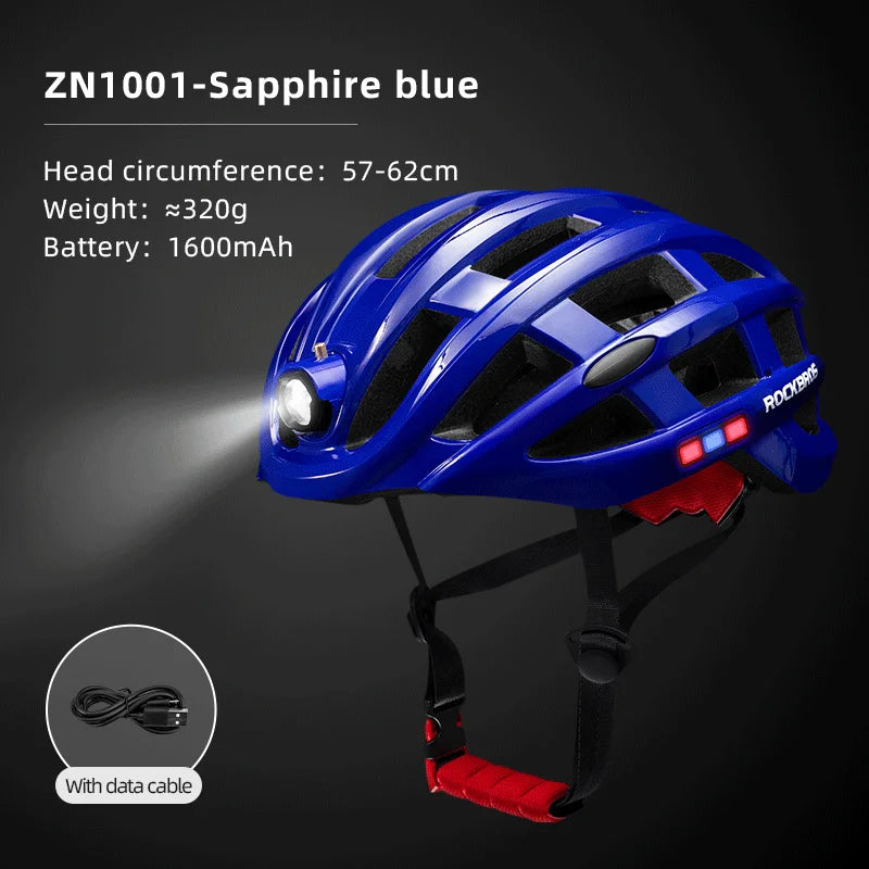 ROCKBROS Cycling Light Helmet USB Charging Electric LED Front Light Helmet Night Cycling Safety Helmet Bicycle Scooter Helmet