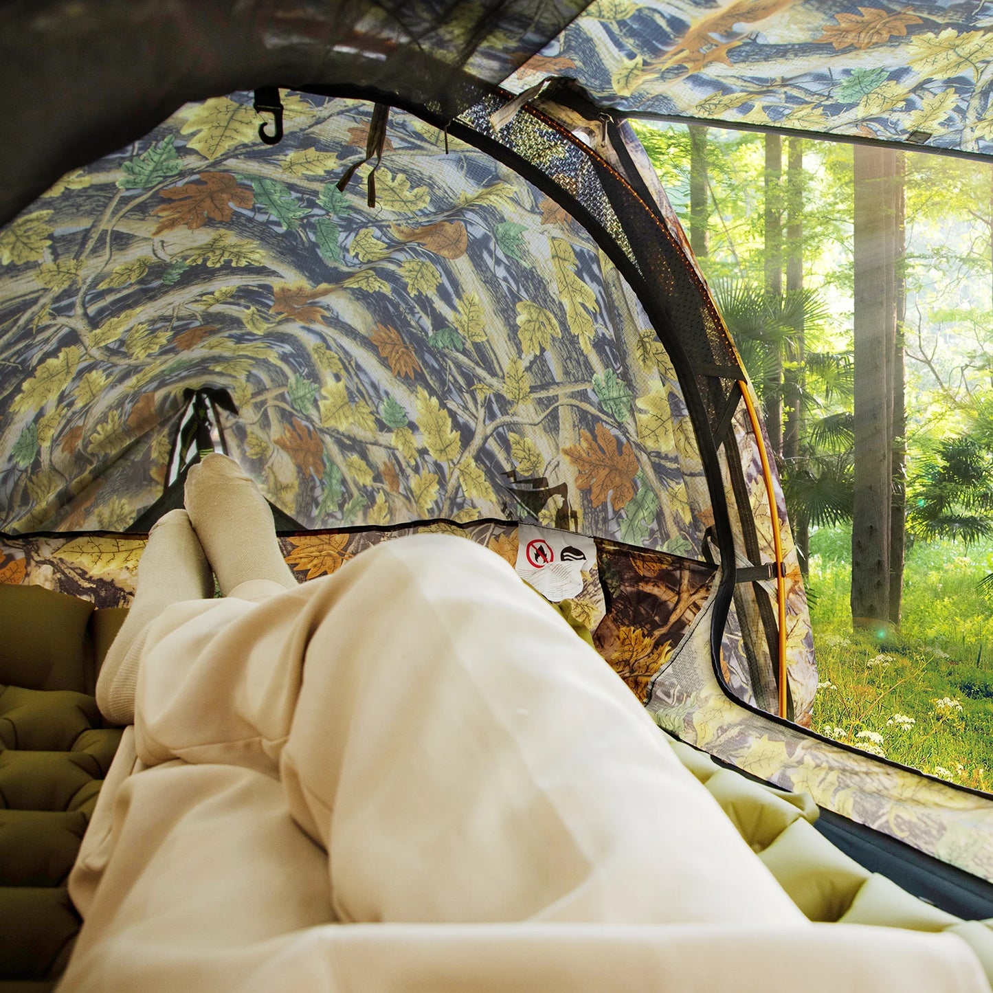 Lay Flat Hammock with Tree Straps for Outdoor Camping Hiking Travel Portable with Nylon Mosquito Net