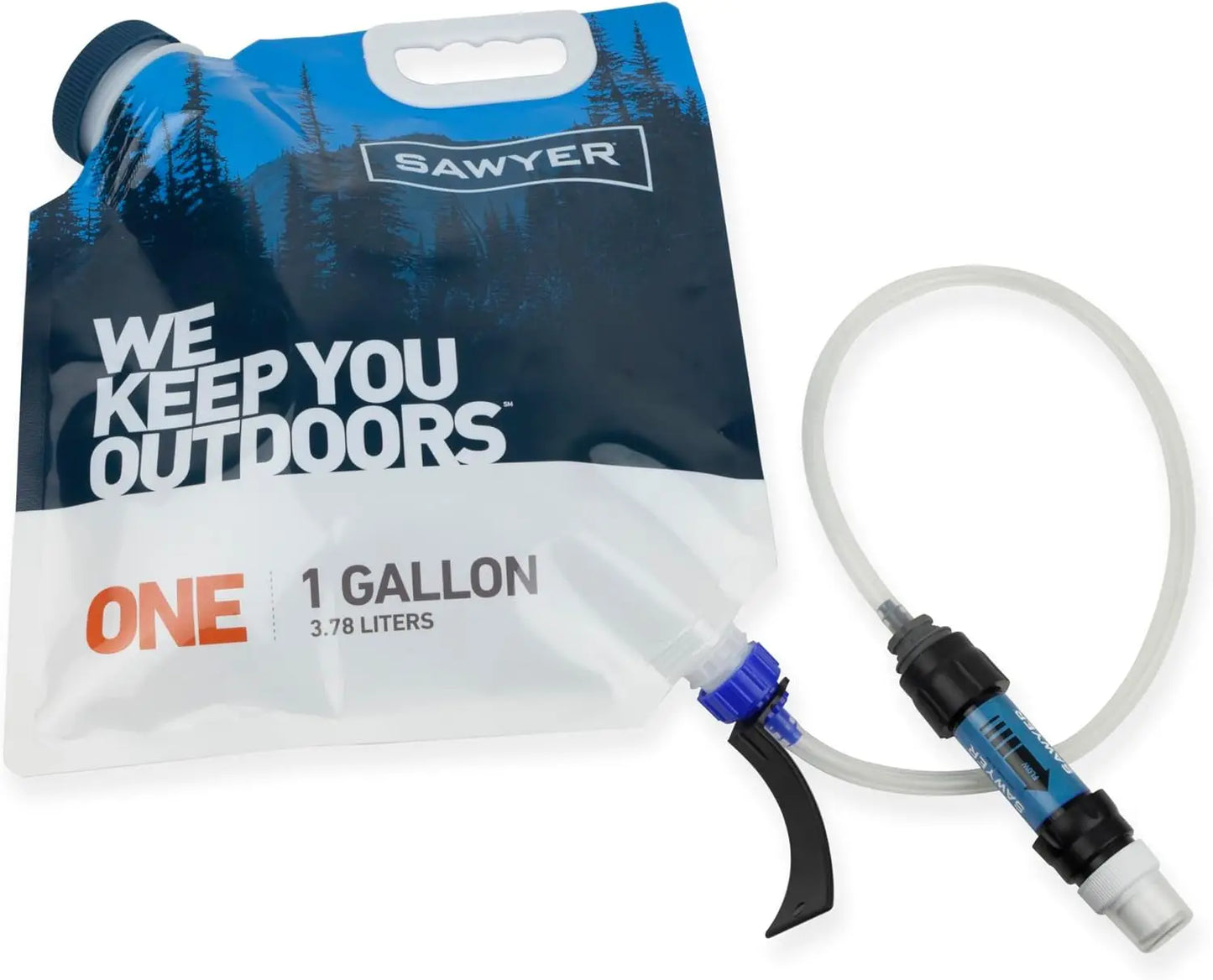 Portable Gravity Water Filter System with 1-Gallon Reservoir for Camping, Hiking, and Emergency Use