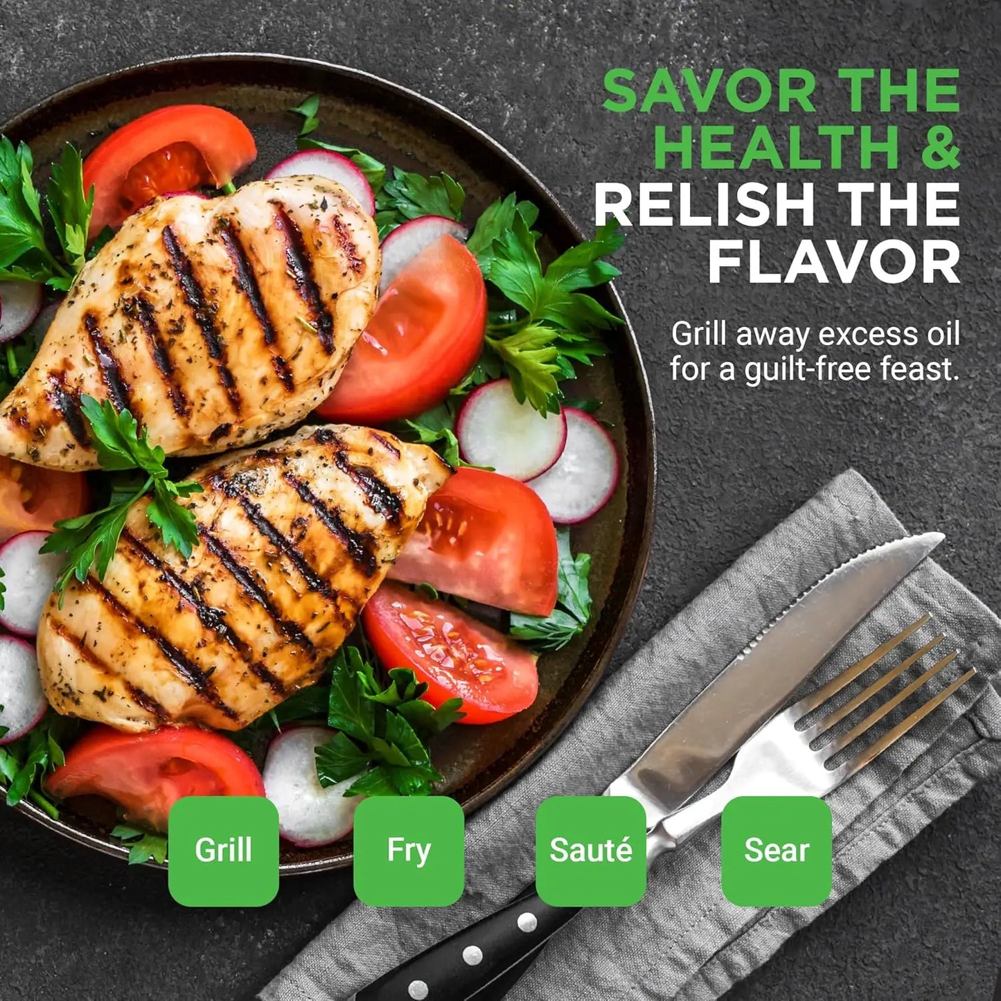 Cast Iron Reversible Grill Plate – Flat Skillet Griddle Pan for Stove Top Cooking, Fits Gas, Electric, Ceramic & Induction