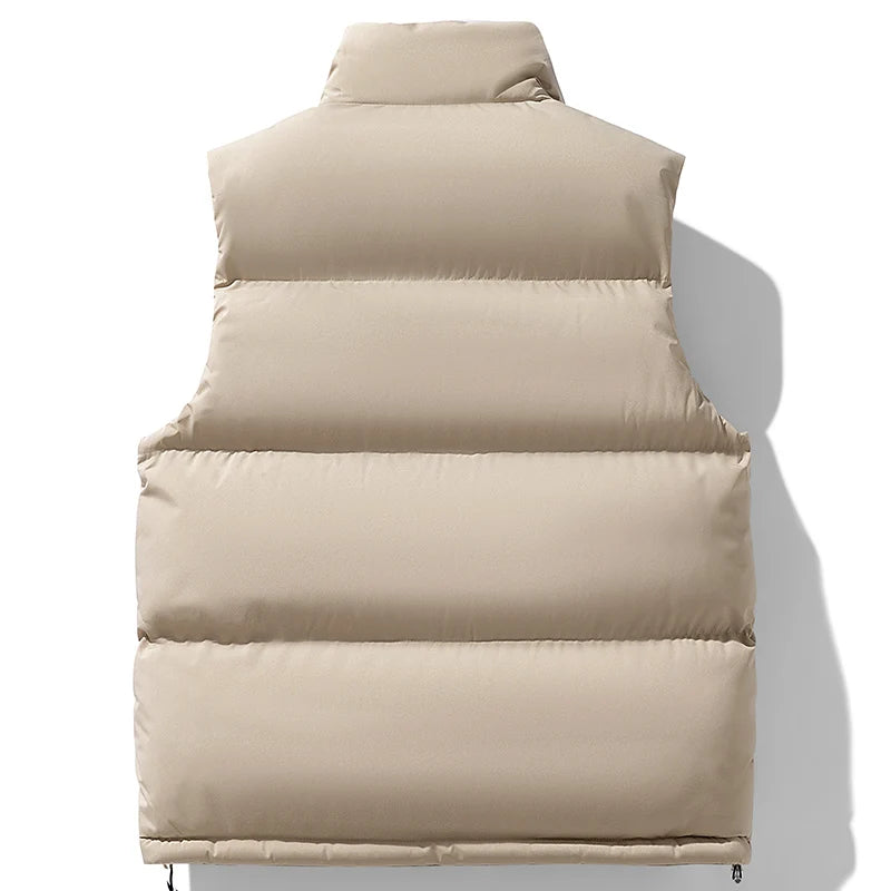 Fishing Vest Stand-up Collar Outdoor Vest Men's Down Cotton Vest Men's Autumn and Winter Thickened Coat Waistcoat Warm Vest Coat