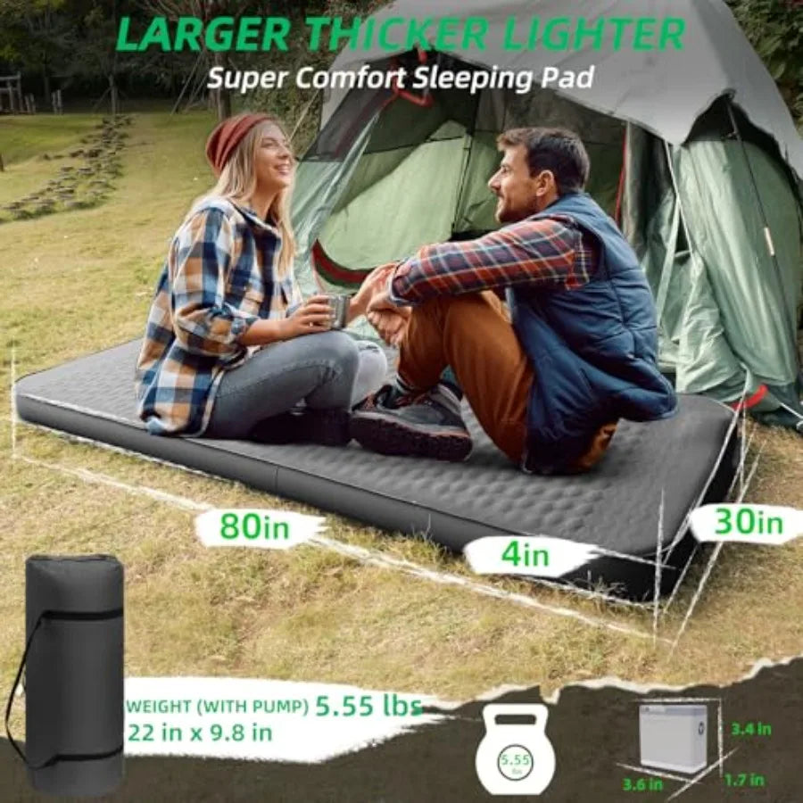 Self Inflating Sleeping Pad with Electric Pump 3.15 Ultra-Thick Memory Foam Camping Sleeping Mat with Pillow 9.5 R-Value Insula
