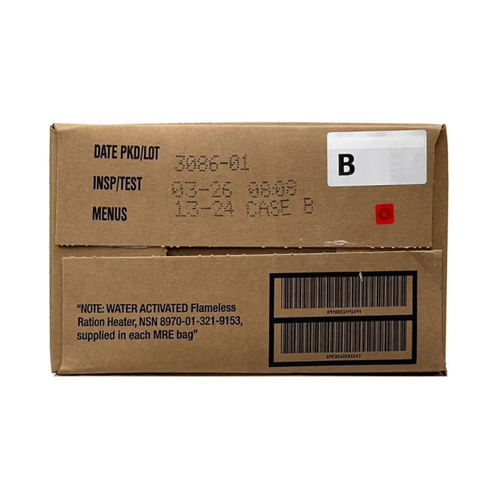 U.S. Military Surplus MRE Meals Ready to Eat Case of 12 Emergency Rations with Flameless Heater Long Shelf Life Food