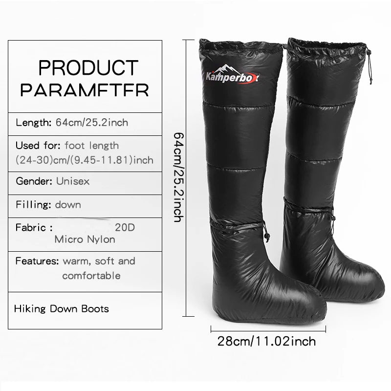 Camping Down Socks Down Booties Sleeping Bag Socks Down Boots Camping Sleeping Boots  Kamperbox Sleeping Bag Down Booty