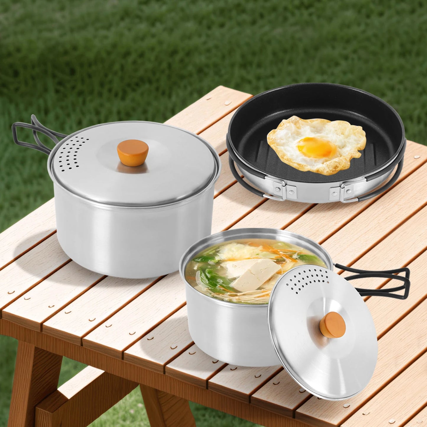 Camping Cookware Set Camping Cooking Set Stainless Steel Camping Pots and Pans