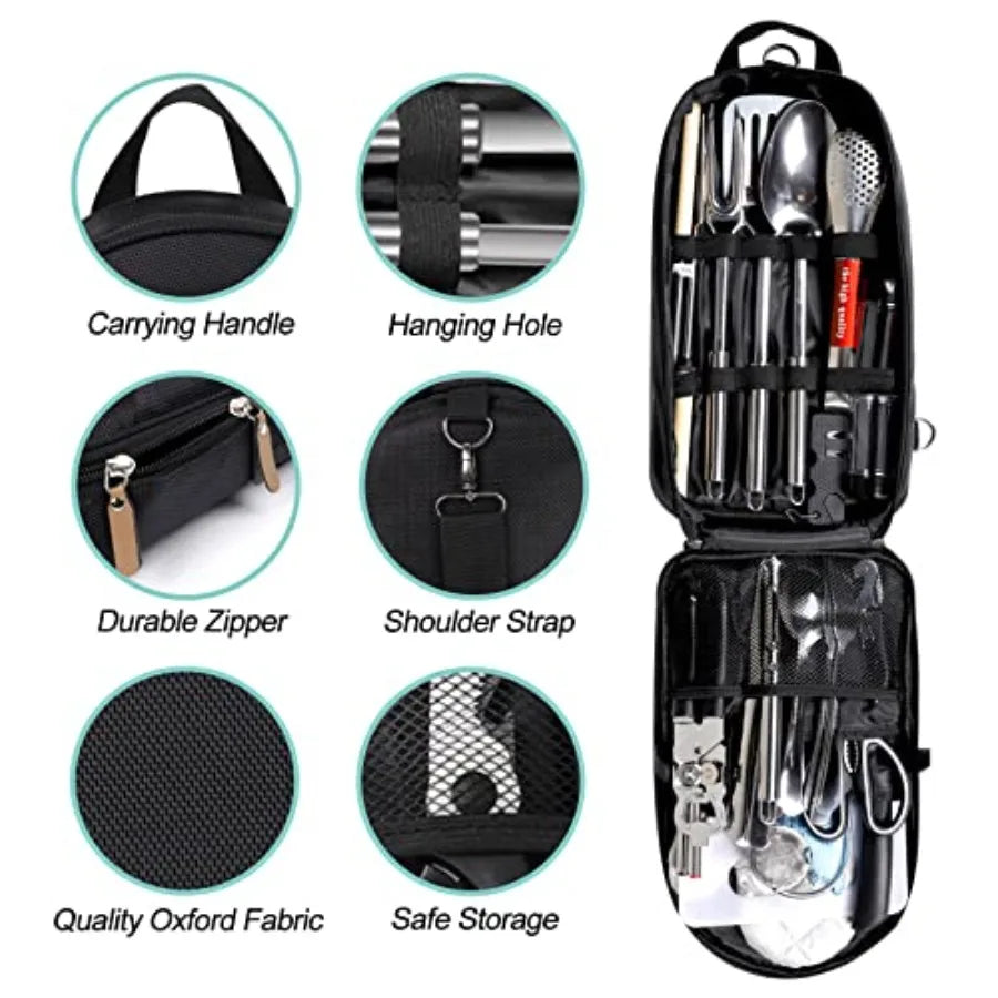 35-Piece Camping Kitchen Utensil Set Portable Outdoor Cooking Utensils for Camping RV Backpacking and BBQ Complete Camp Kitchen