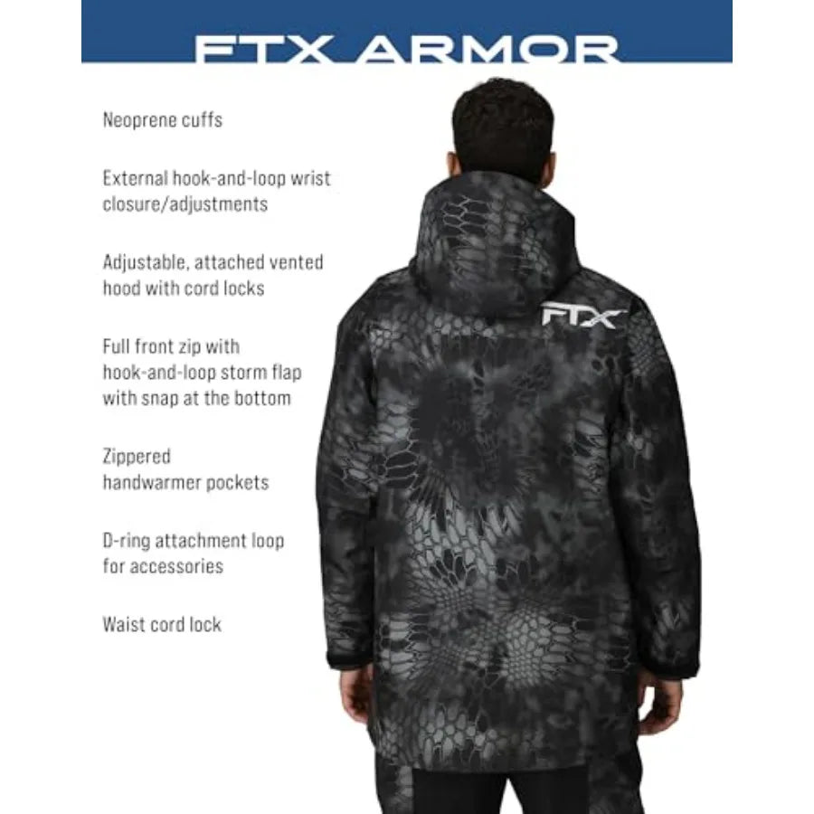 Men's FTX Armor Premium Waterproof Rain Fishing Jacket in Black with High-Visibility Details for Enhanced Safety and Durability
