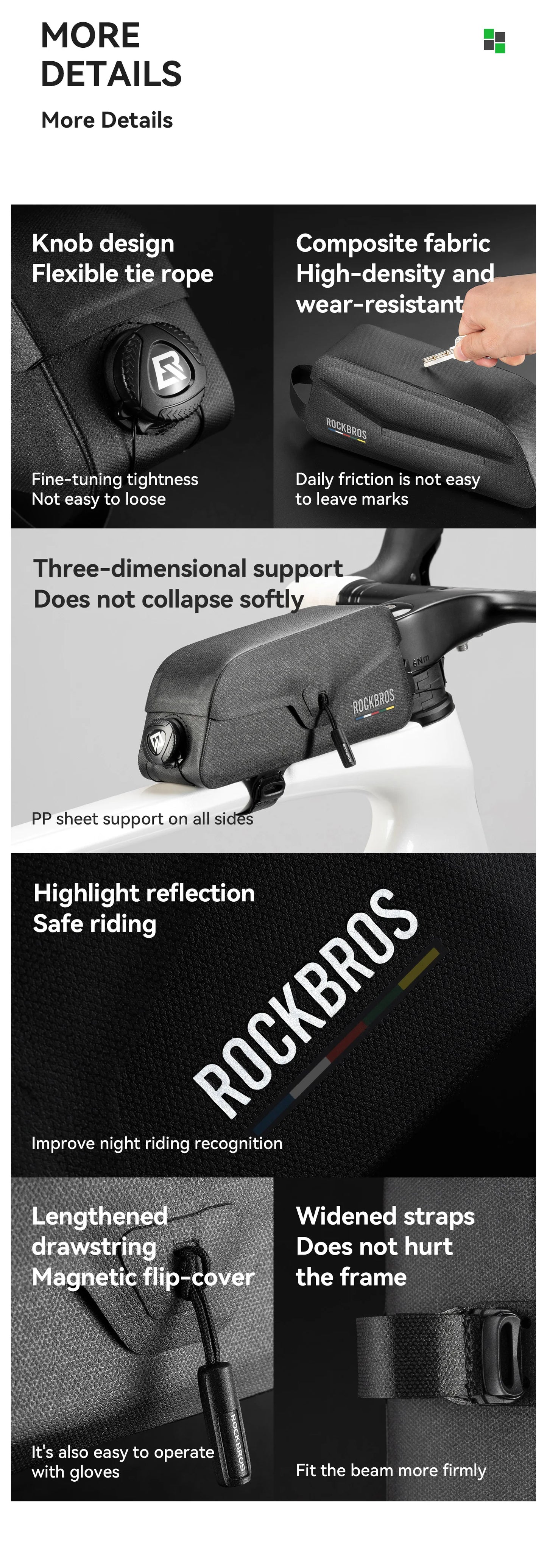 ROCKBROS ROAD TO SKY Magnetic Bicycle Bags Lid Top Tube Bag Waterproof Suction Front Bag Mobile Phone Bags