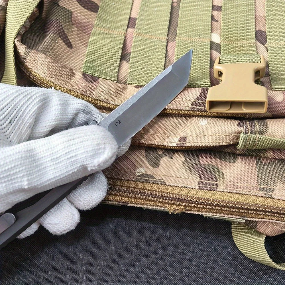 Portable Outdoor EDC Knife, D2 Steel Blade, Aluminum Handle, Multi-functional Tool for Camping, Hiking, Survival and Rescue,Gift