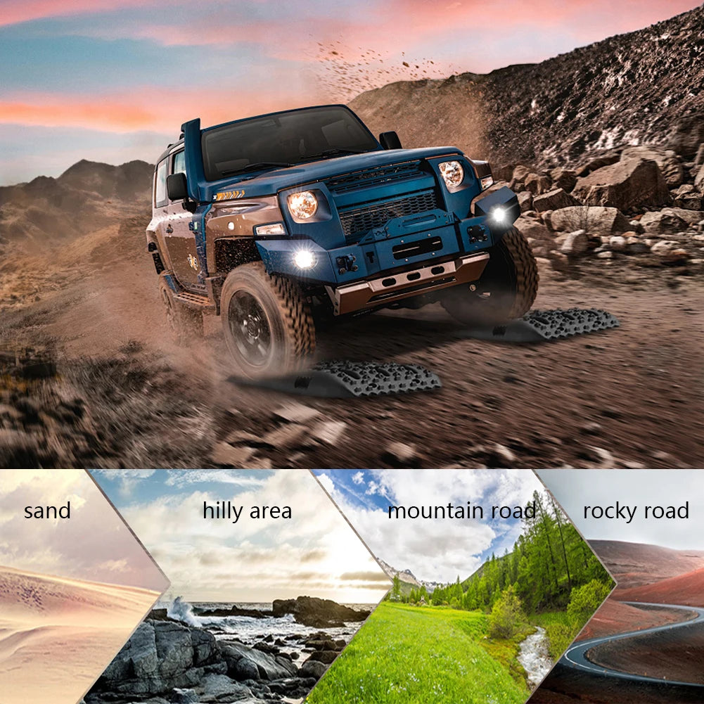 Traction Board Anti-Skid Emergency Traction Mat 2PCS/Set Car Emergency Escape Mat Mud Sand Traction Assistance for Vehicles