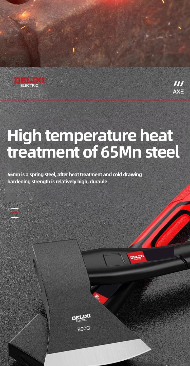 15-inch chopping axe with blade cover, chopping hammer, log axe, outdoor axe, forged carbon steel hand tool non-slip handle.