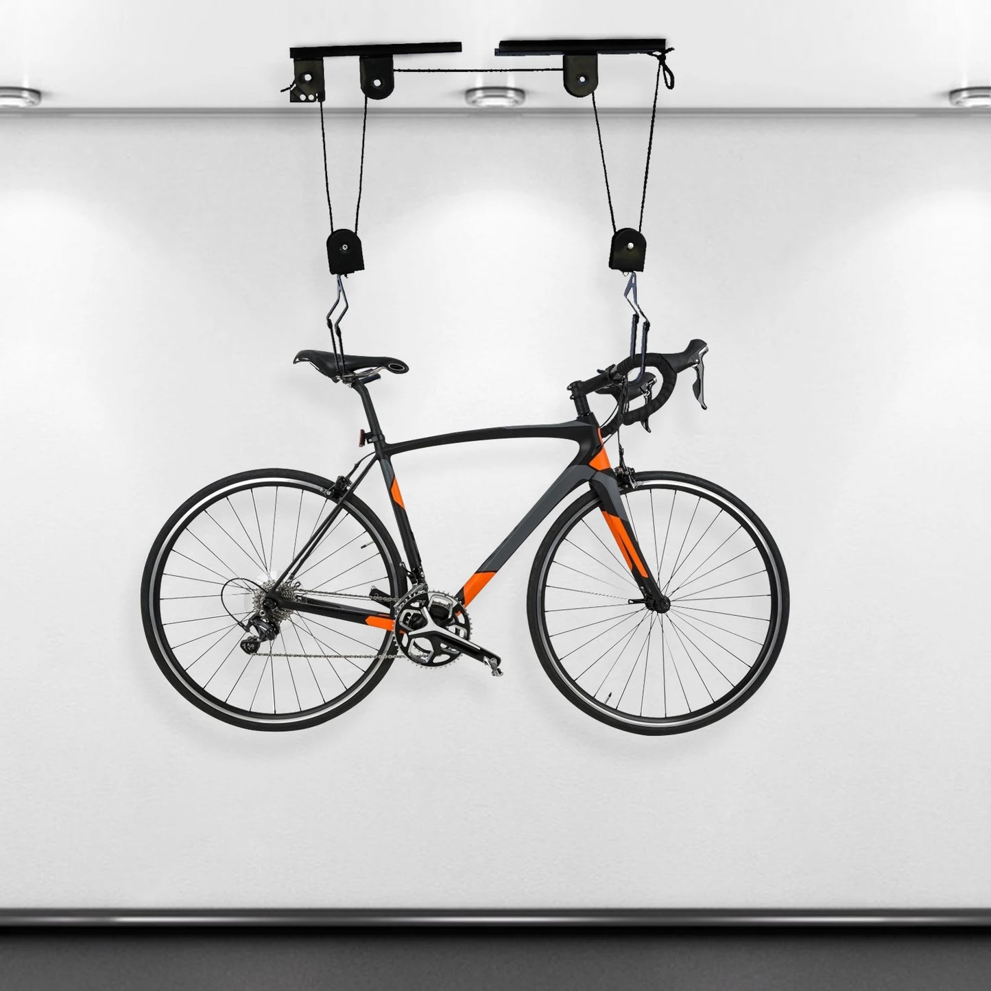 Bike Hoist for Garage Ceiling Mount Pulley System Bike Storage Set Of Bike Hangers for Garage Storage
