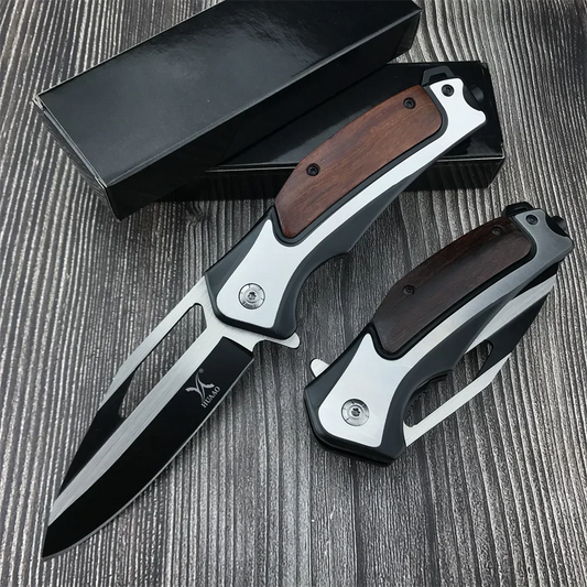 Outdoor Folding EDC Pocket Knife 5Cr13Mov Blade 420 Steel Inlaid with Colored Wood Handle Camping Survival Durable Portable Tool