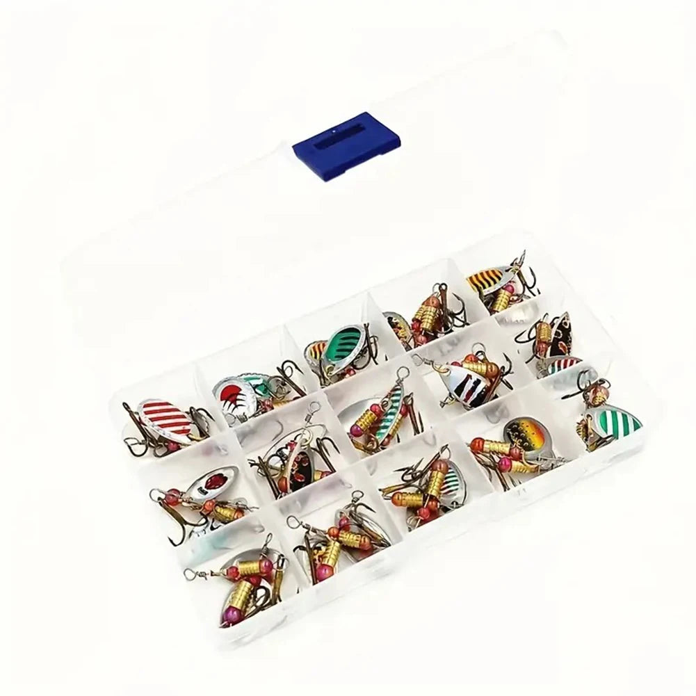 30pcs Spinner Fishing Lure Kit Metal Sequin Spoon Hard Bait Fishing Wobblers Set Fishing Access Tackle Isca Atificial Lure Pesca