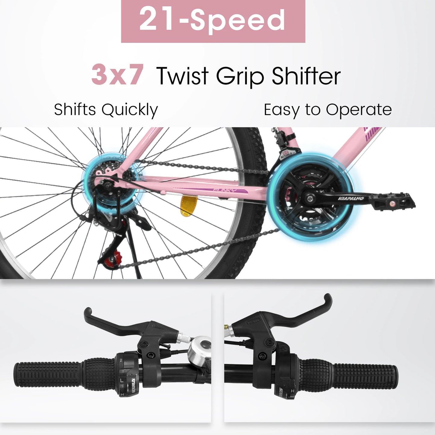 Ecarpat Womens Girls 24 26 Inch Mountain Bike, 21 Speed Outdoor Cycling Bike, Womens' Bicycles V-Brake High Carbon Steel Frame