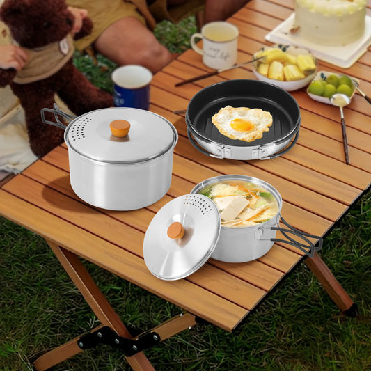 Camping Cookware Set Camping Cooking Set Stainless Steel Camping Pots and Pans