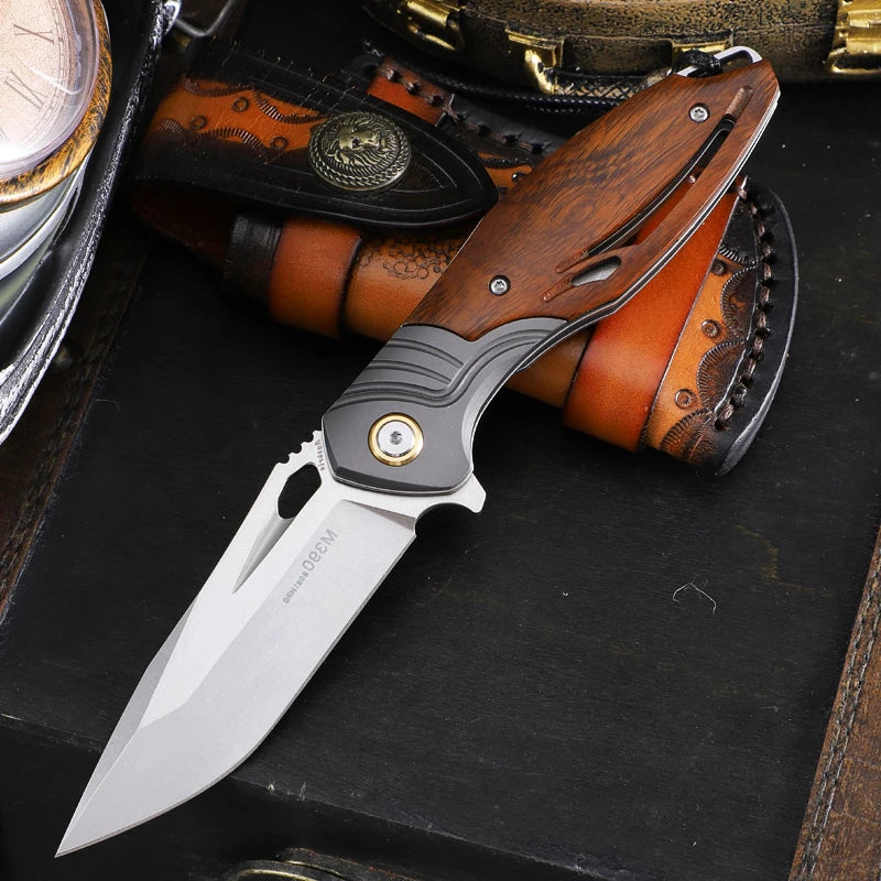 Men's EDC Pocket Knife, High Quality M390 Steel Folding Knife with Sheath, Camping Survival Hunting Pocket Knife, Hiking