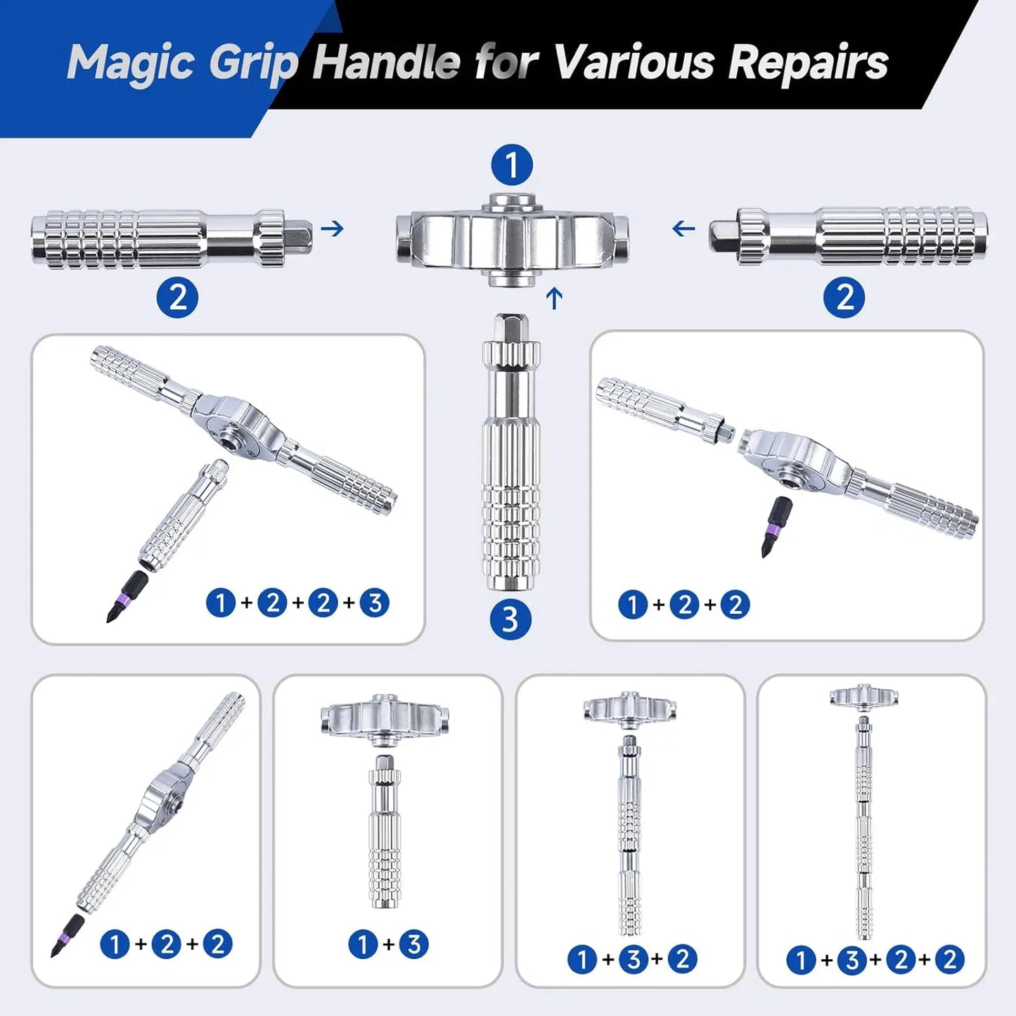 40-in-1 Magnetic Screwdriver Set with Ratcheting Handle & 38 Bits, Portable MultiTool for DIY, Furniture, Bicycle Repair