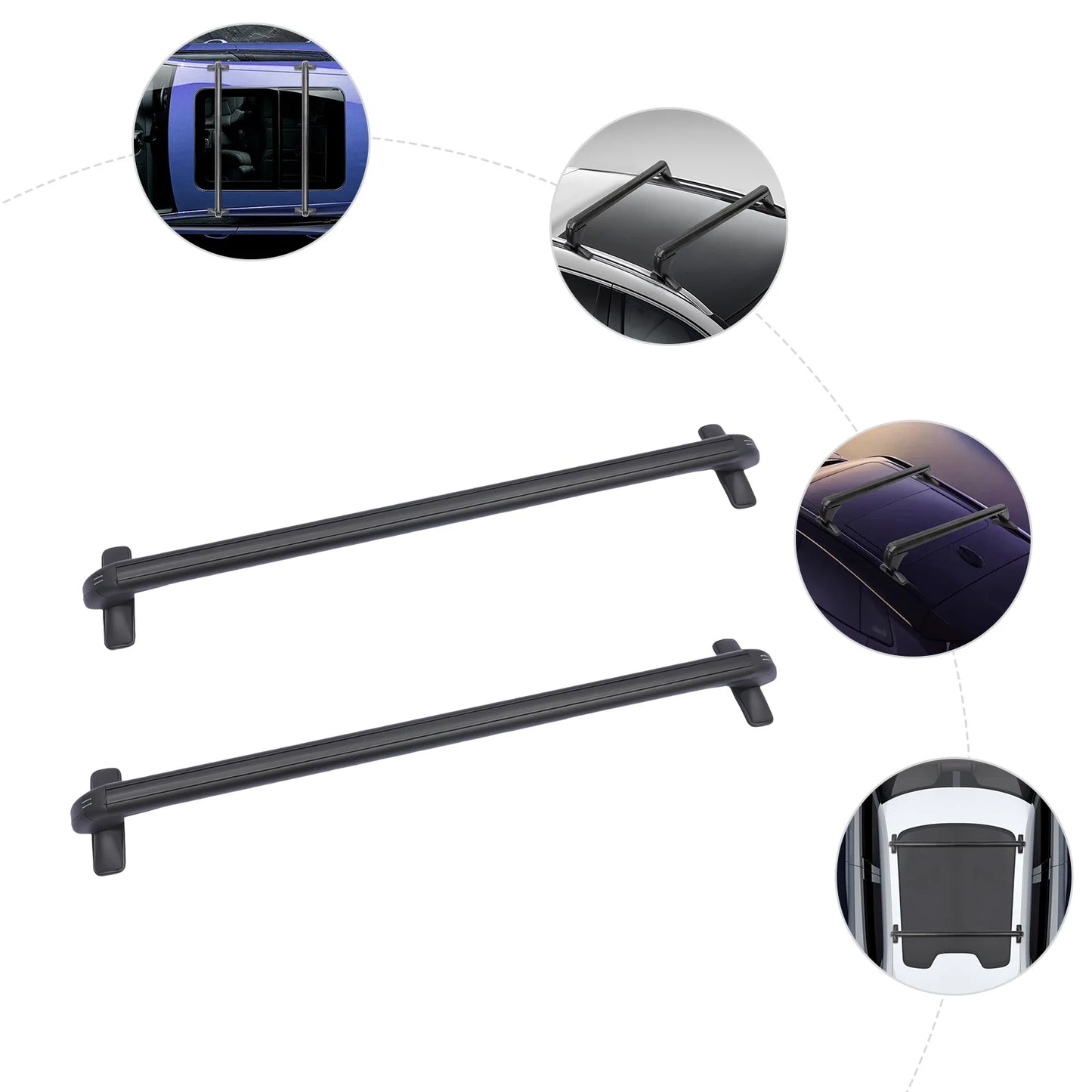 2Pcs 43.3"-44.88'' Universal Aluminum Car Cross Bar Luggage Rack Anti-Theft Design for Most Vehicle Without Roof Side Rail