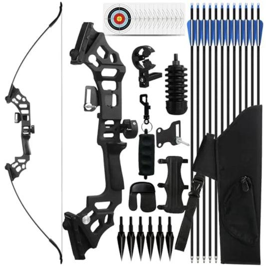 30/40lbs Recurve Bow and Arrow Set for Adults Right-Handed Takedown Bow with Carbon Arrows Hunting and Archery Practice Kit for