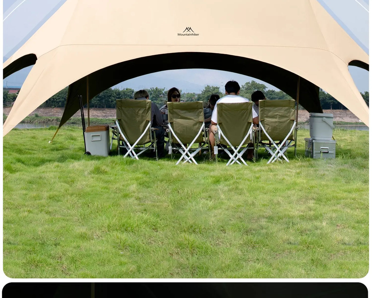 Mountainhiker Outdoor cat ear canopy tent blackout black rubber Waterproof Sun Shelters Camping 28㎡ Quick Setup Sunshade Awning