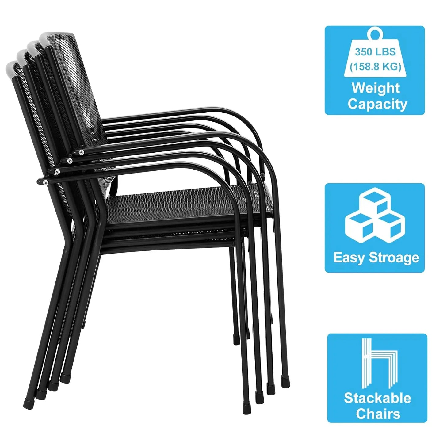 5 Piece Outdoor Table and Chair, Patio Outdoor Dining Set with 1.73" Umbrella Hole, Patio Table and Chair Set of 4, Customized
