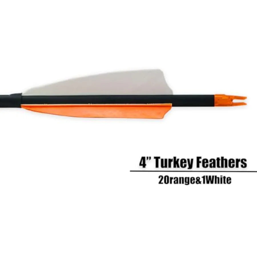 30 Carbon Arrows for Archery Target Practice Hunting with 4 Turkey Feather Fletched Spine 500 Arrows for Traditional Bow Recurv