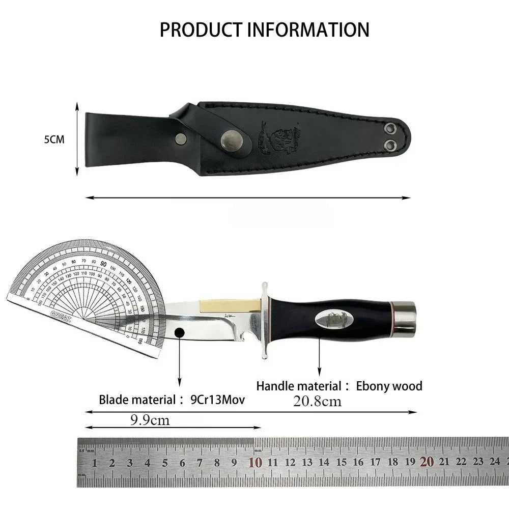 New Small Survival Fixed Blade Knife 9Cr13Mov Blade Ebony Handle Outdoor Knife Utility Knife Portable Cutting Knife with Sheath