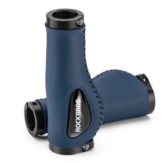 ROCKBROS Bicycle Grips Ultralight Aluminum Alloy Leather Handlebar Comfortable Shock-Absorbing Soft Grips Road Bike Accessories