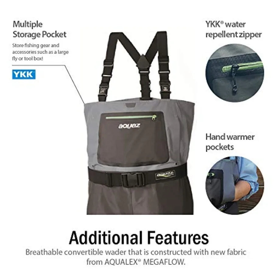 Wadertek Convertible Wader Breathable Heavy Duty Stockingfoot Fishing Wader Olive Green Waterproof and Durable for All-Day Fish