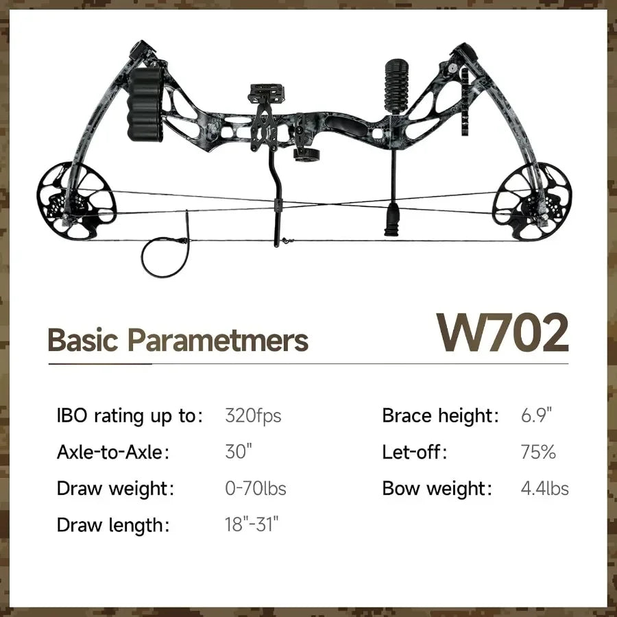 Compound Bows Draw Weight 30-70lbs Ready to Shoot Bow and Arrow Set for Adults Archery Set Come with All The Accessories