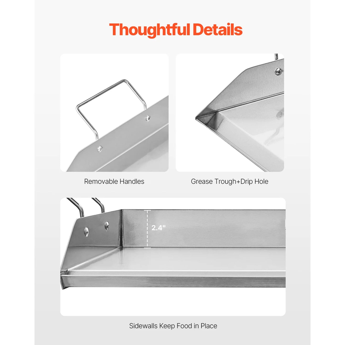 SucceBuy Stainless Steel Griddle Flat Top Rectangular Plate Grill-Top Griddle Pan Gas Grill Griddle for BBQ Portable Cookware