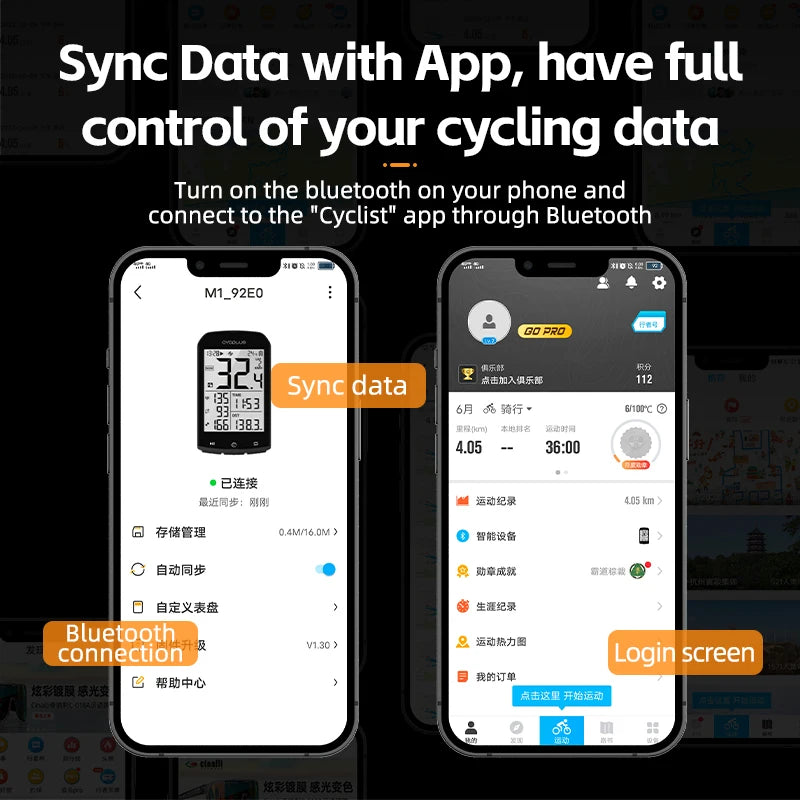 ROCKBROS Wireless GPS Bicycle Computer - Speed Measurement, Positioning, Odometer with Cadence Sensor for Mountain Road Cycling