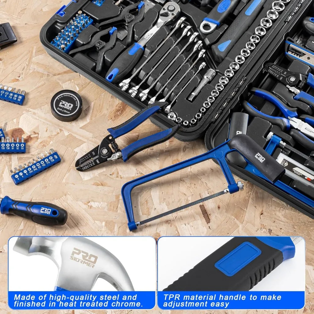 259-Piece Complete Tool Kit with Storage Box for Home and Car Repairs, Portable DIY Hand Tool Set