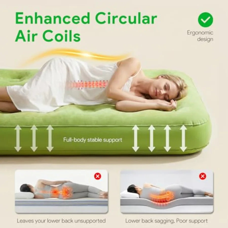 Ultra-Thick 9.8 Self-Inflating Sleeping Pad with Electric Pump for Car Camping Travel One-Click Inflate/Deflate in 1-2 Mins Dur