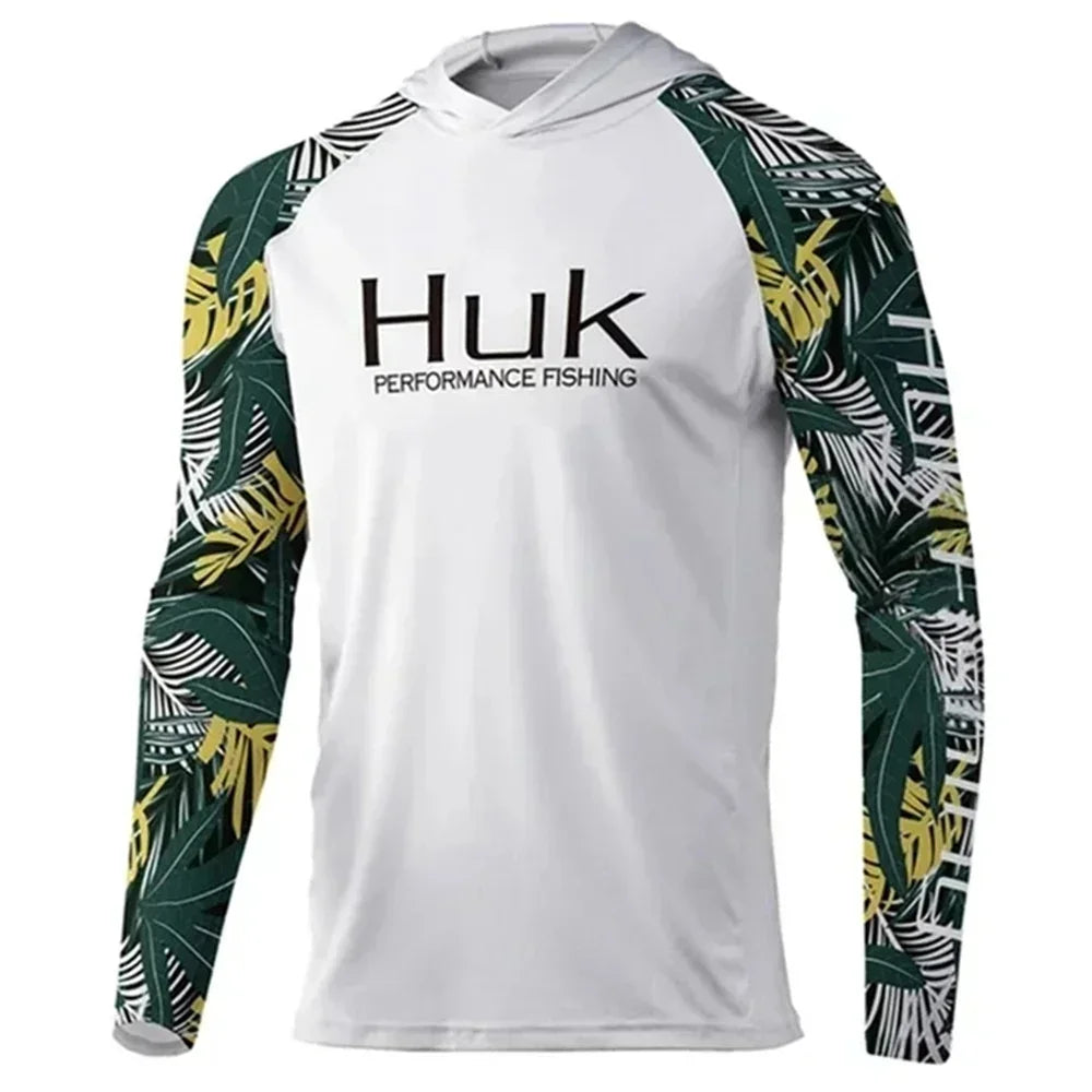 HUK Hooded Fishing Shirts Upf 50 Long Sleeve T Shirt Sun Protection Fishing Clothing Breathable Fishing Hoodies Camisa De Pesca