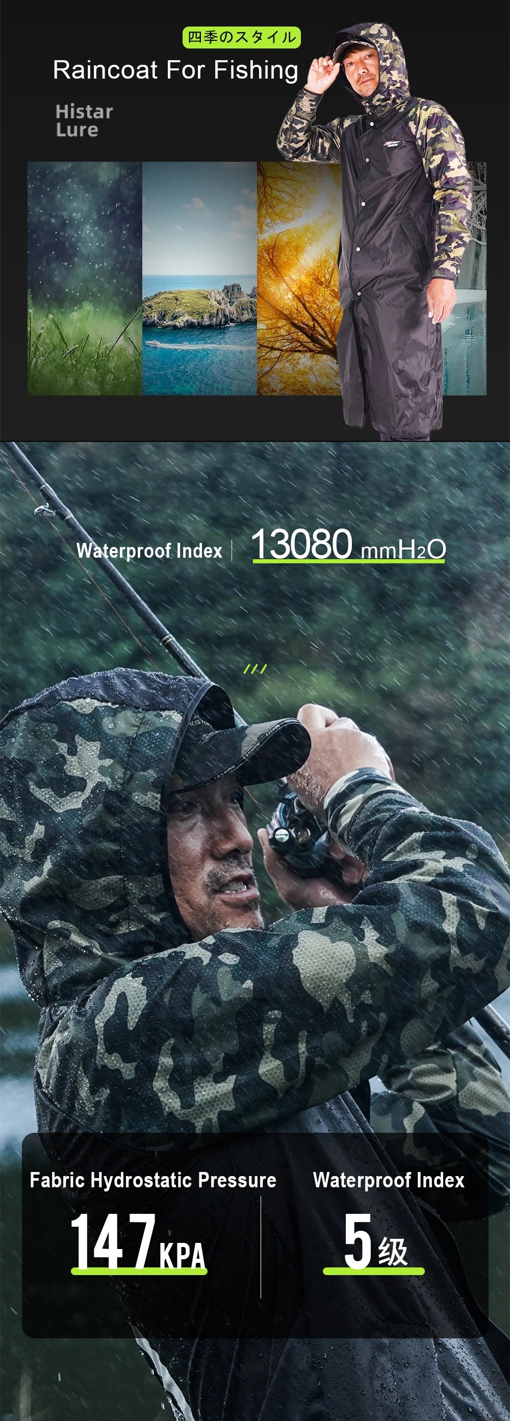 HISTAR Fishing Raincoat Type-Long Waterproof Thin Oxford Cloth Soft TPU Fabric Lightweight Hot Selling Portable Raincoat