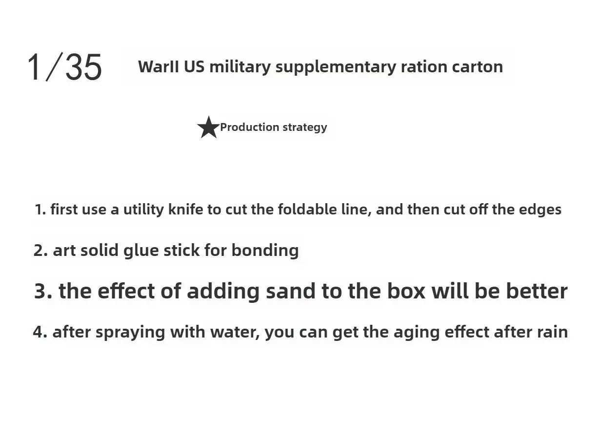 1:35 Diorama Military Food Paper Quality Supply Carton Model Armour Tank Scene Model Tools Military Scenic Props Models Toys