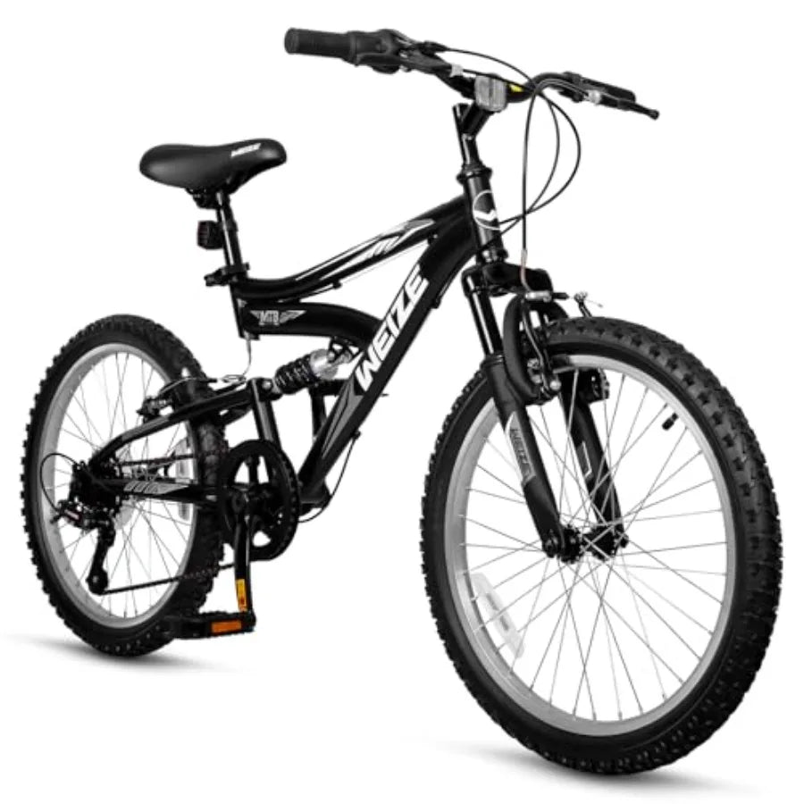 Mountain Bike 20 24 inch ' Bicycles for 6-14 Years Old Boys Girls with Dual Full Suspension 6 Speeds Drivetrain High-Carbon Ste