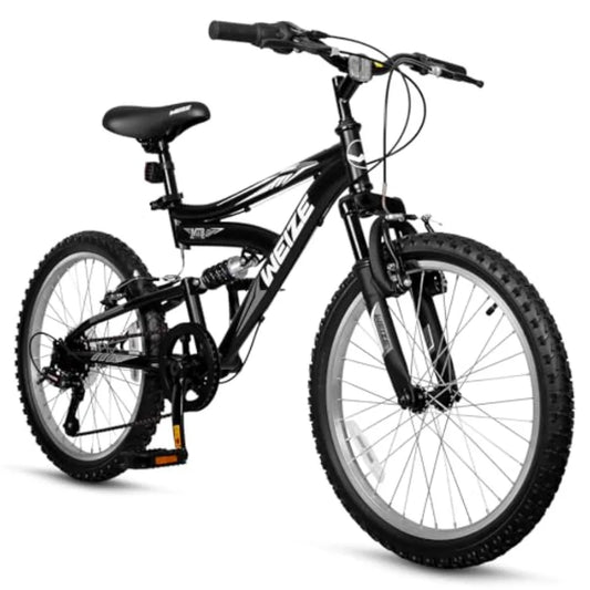 Mountain Bike 20 24 inch ' Bicycles for 6-14 Years Old Boys Girls with Dual Full Suspension 6 Speeds Drivetrain High-Carbon Ste