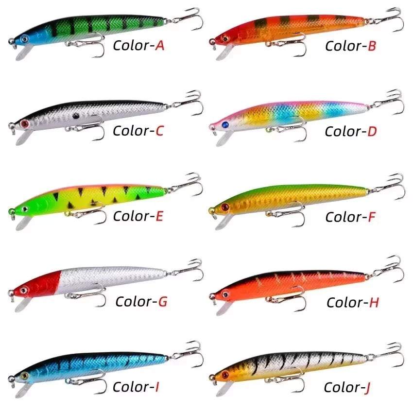 10pcs 9g/10cm Fishing Lures Minnow Floating Hard Bait Trolling Artificial Bait Wobbler Crankbait Carp Perch Pesca Fishing Tackle