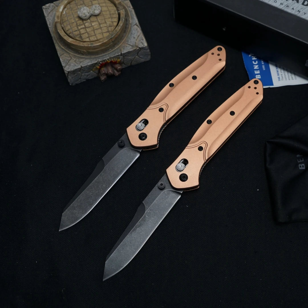 New 940 rose gold folding knife, wilderness survival camping hiking pocket knife, a gift for boyfriend and father，collector