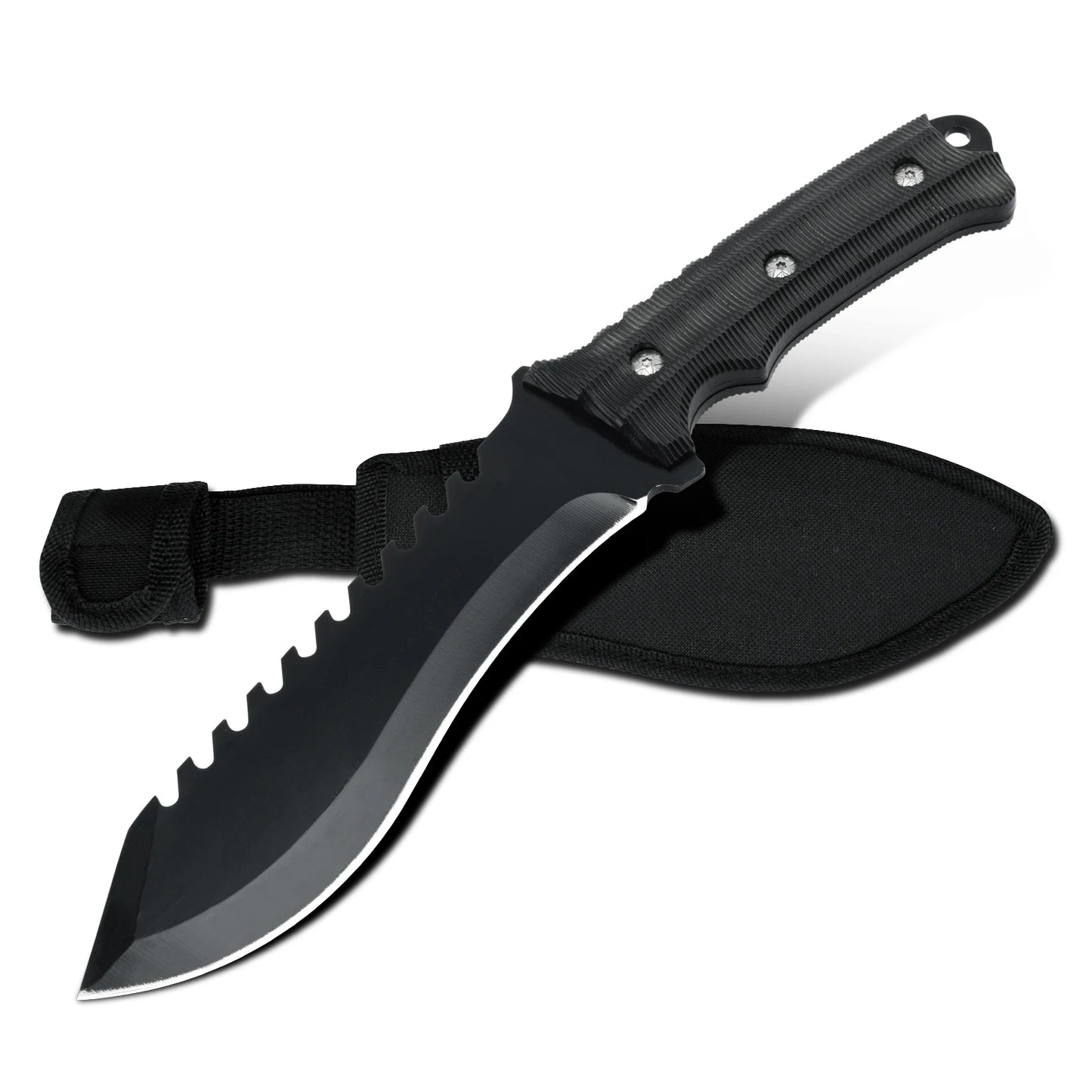 A stainless steel multi-purpose outdoor knife with high hardness is suitable for camping, survival, adventure climbing,