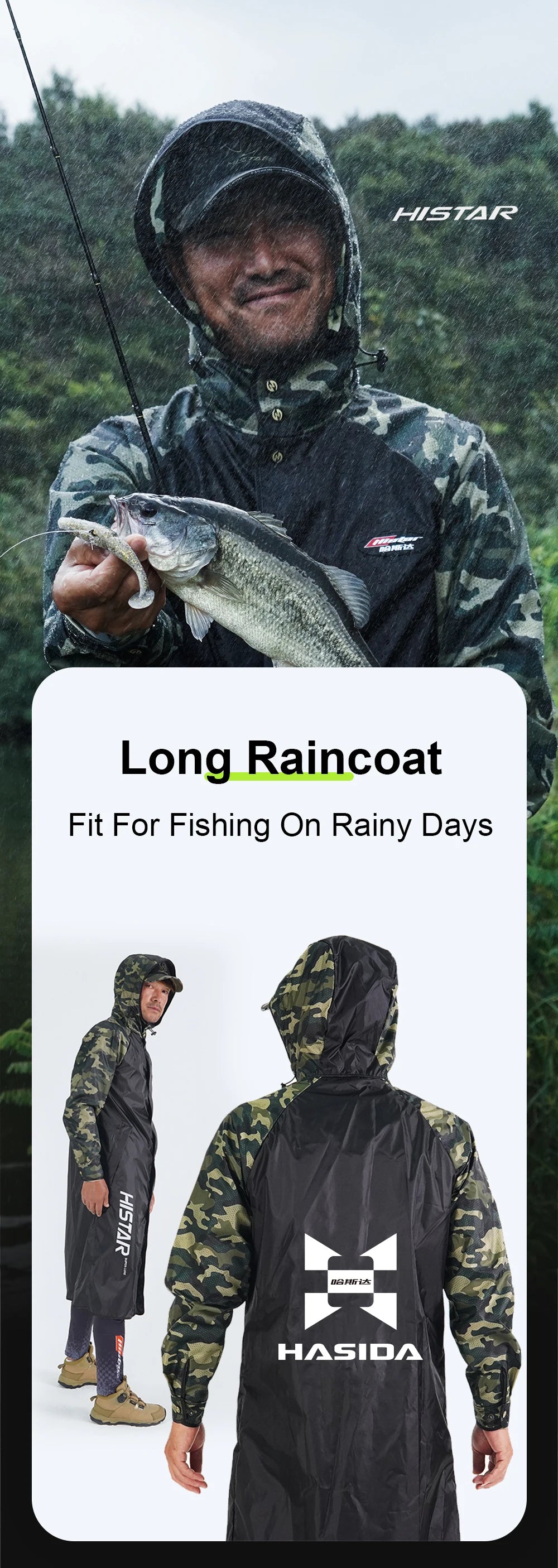 HISTAR Fishing Raincoat Type-Long Waterproof Thin Oxford Cloth Soft TPU Fabric Lightweight Hot Selling Portable Raincoat