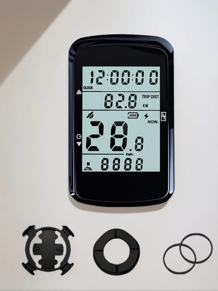 Wireless Bicycle Computer 2.4 Inch Screen GPS Bike Speedometer with Backlight Cycling Odometer Rechargeable Bike Accessories
