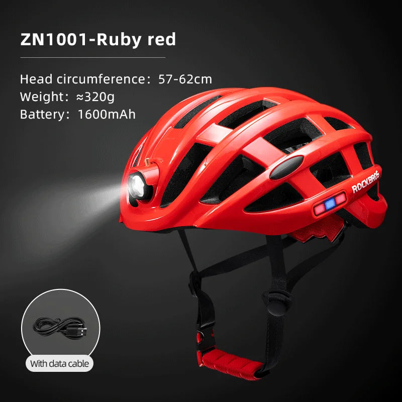 ROCKBROS Cycling Light Helmet USB Charging Electric LED Front Light Helmet Night Cycling Safety Helmet Bicycle Scooter Helmet