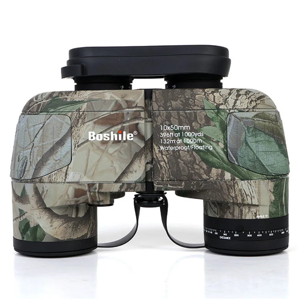 Boshile 10X50 Professional Telescope Military Marine Waterproof Binoculars Night Vision HD BAK4 Rangefinder Distance For Hunting