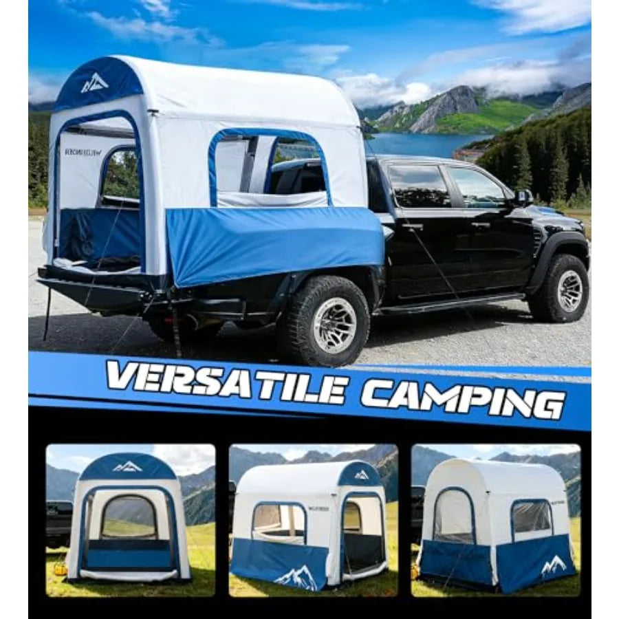 Inflatable Truck Bed Tent 5.5ft-8ft PU 3000mm Waterproof with 4'' Thick TPU Air Beams for 2-3 Person Camping Fast Setup Portabl