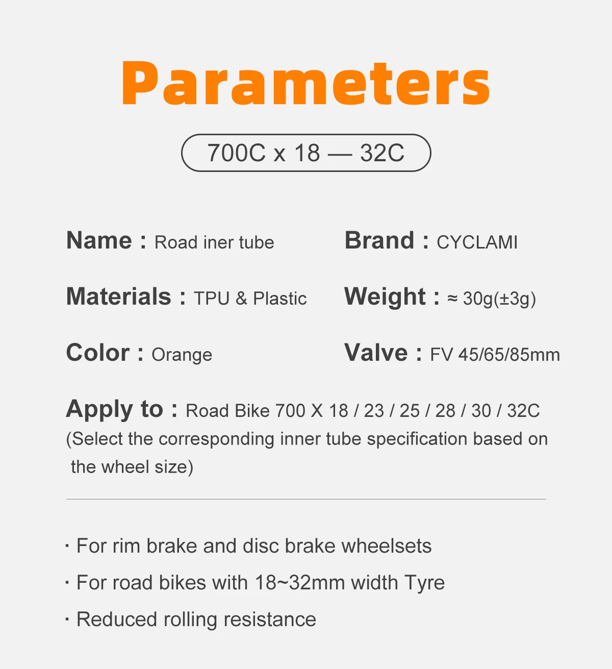 New Version CYCLAMI Ultralight TPU Bike Inner Tube 700c 18 23 25 28 30 32c Road Bicycle 45mm 65mm 85mm French Valve Cycling