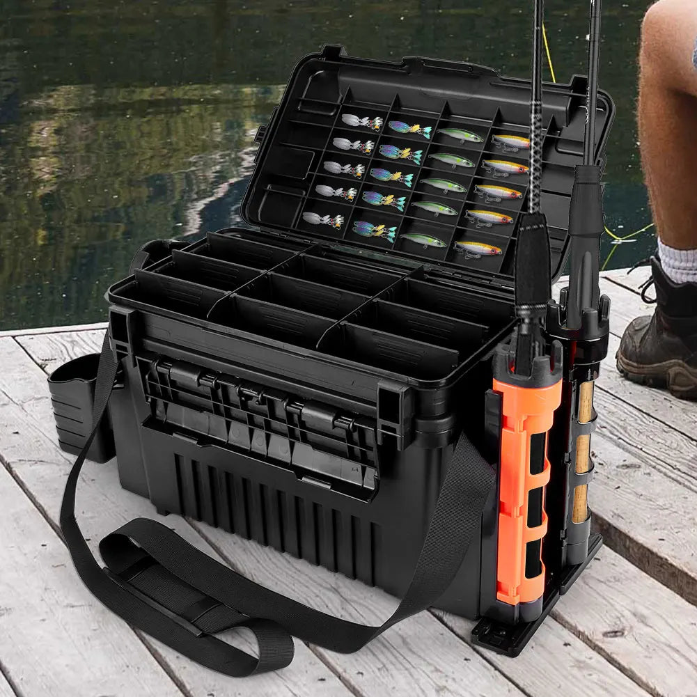 Portable Fishing Tackle Box 2 Tier Multi-functional Fishing Accessories Lure Hook Storage Case Fishing Tool Box Accessories